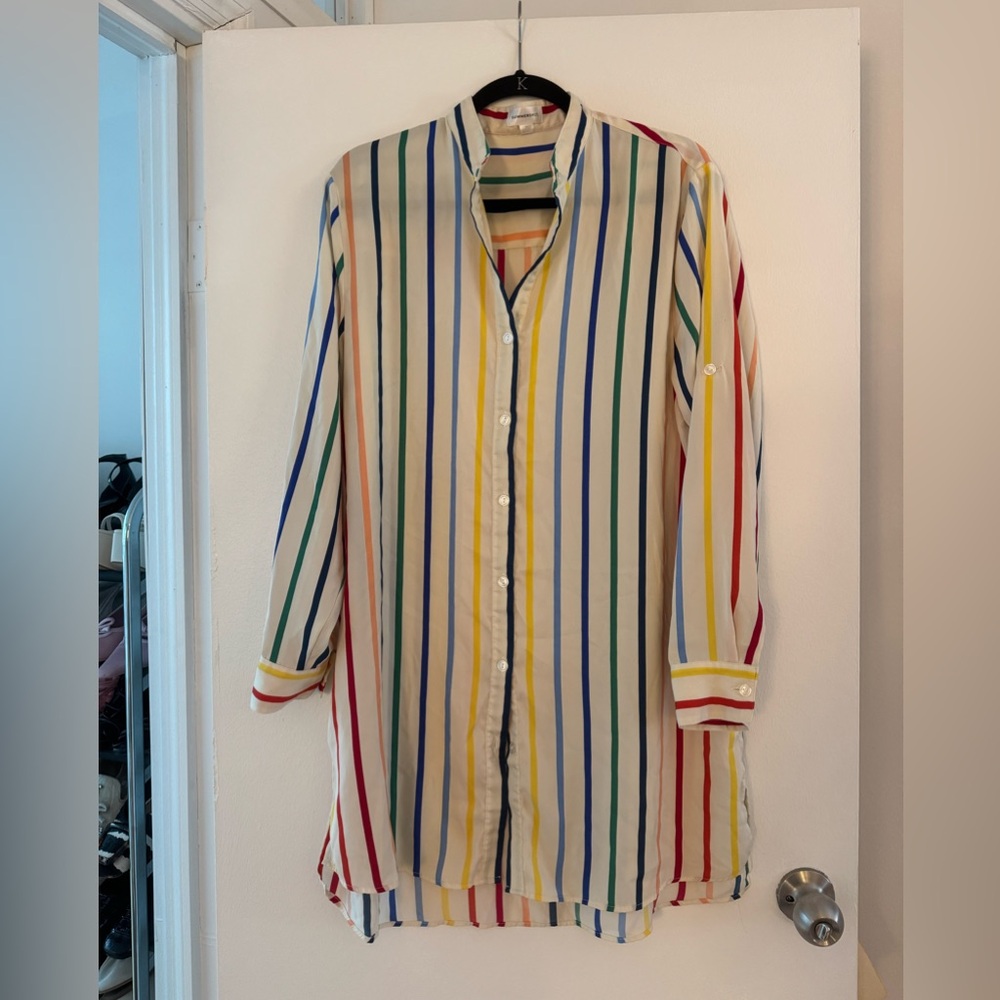 Summersalt Striped Shirt Dress with Red, Blue, and Green Accents